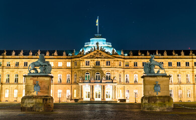 Sticker - The New Palace in Stuttgart, Germany at night