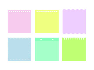 Poster - Set of colorful and cute notes, memo, paper, stickers and deco frames.