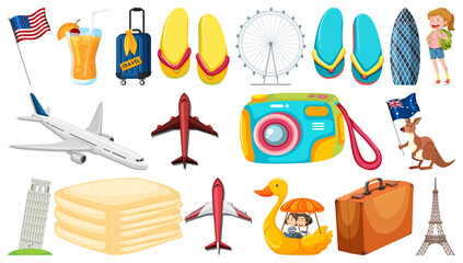 Poster - Set of summer vacation objects and elements