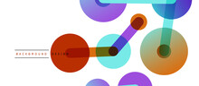 Line Points Connections Geometric Abstract Background. Circles Connected By Lines. Trendy Techno Business Template For Wallpaper, Banner, Background Or Landing