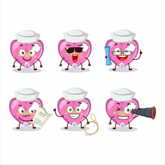 Canvas Print - A character image design of pink broken heart love as a ship captain with binocular