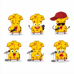 Sticker - A Cute Cartoon design concept of yellow clothing of chinese woman singing a famous song