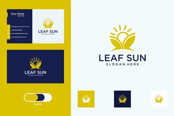 Wall Mural - leaf sun logo design template