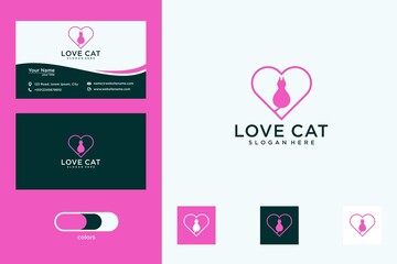 Sticker - love cat logo design