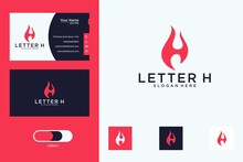 Letter H With Fire Logo Design