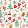 © Naomi - Seamless christmas pattern retro style with gingerbread cookies