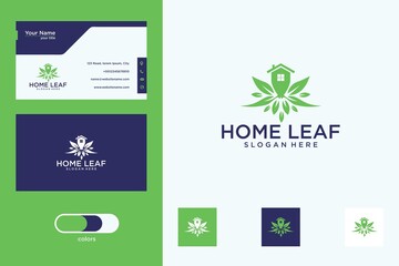 Wall Mural - home leaf with cannabis logo design abstract