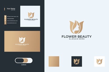 Wall Mural - flower with beauty logo design