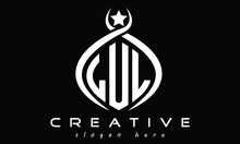 LUL Three-letter Monogram Curved Initial Logo Design, Geometric Minimalist Oval Modern Creative Logo, Vector Template