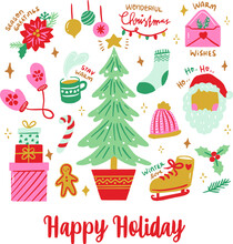 Cute Happy Holiday Greeting Card With Christmas Ornament