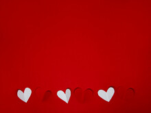 Valentine Background With Copy Space Concept, Red And White Hearts On Red Backgrounds.