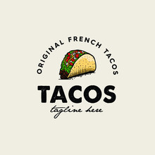 tacos logo vintage premium vector