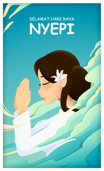 Poster - Bali's Day Of Silence And Hindu New Year Vector Illustration fit for Poster Banner and Template, Indonesain Bali's Nyepi Day