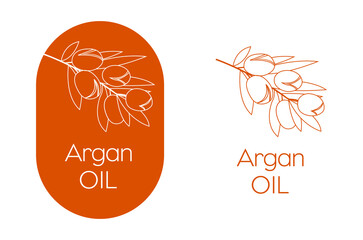 Sticker - Argan oil branch line art vector illustration 