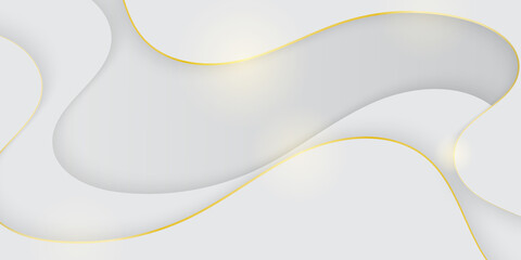 Vector modern abstract white wave background. Luxury concept golden line.