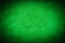 Texture Of Green Decorative Plaster Or Concrete With Vignette.