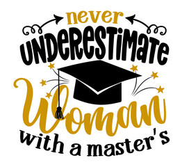 Wall Mural - Never underestimate a woman with a master's - graduates funny graduation quote.