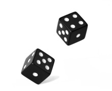 Black Casino Dice With Rounded Edges In A Roll