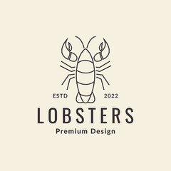 Wall Mural - line hipster lobster logo design, vector graphic symbol icon illustration creative idea