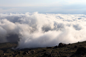 Poster -  mountain high slopes and fog