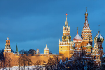 View of the Moscow Kremlin and St. Basil's Cathedral from Zaryadye Park