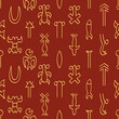 Seamless pattern with Rongorongo glyphs for your project