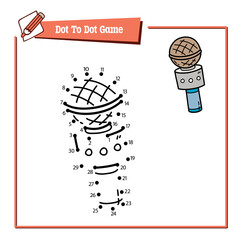 Vector illustration educational game of dot to dot puzzle with doodle microphone for children