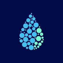  Vector Illustration Of Blue Water Drop Formed By Circles, Design For Websites, Logo, Cover. Vector Eps 10.