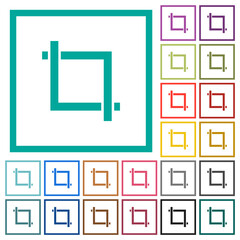 Sticker - Crop tool flat color icons with quadrant frames