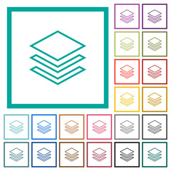 Sticker - Layers outline flat color icons with quadrant frames