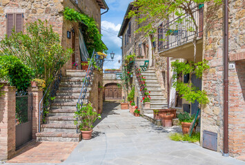 Monticchiello (Italy) - The wonderful medieval and artistic village of Tuscany region, in the municipal of Pienza, during the spring.