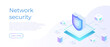 © Andrii - Network data security isometric vector illustration. Data Saving concept. Secure bank transaction with password verification via internet.