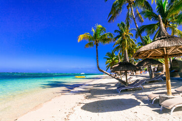 Canvas Print - Tropical beach scenery, Paradise island Mauritius, Flic en Flac beach