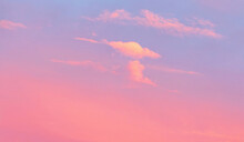 Blue Sky At Sunset. Orange And Pink Landscape