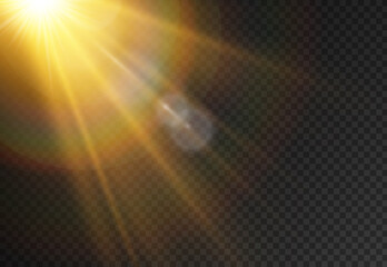 sunlight with bright explosion, sun ray light.