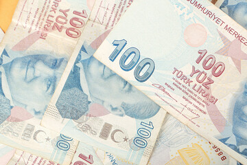 Wall Mural - Turkish currency, Turkish lira banknotes