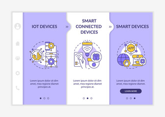 Wall Mural - smart technology products purple and white onboarding template. connection. responsive mobile websit