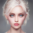 Beauty portrait of a woman with white hair. Beautiful white dyed hair of a girl. Close-up of the face. Illustration