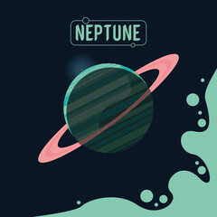 Wall Mural - neptune planet and name