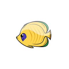 Small exotic yellow fish. Coral fish. vector illustration