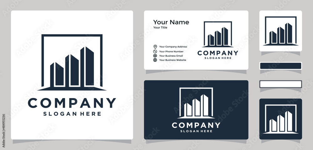 Tall Logo Example tall building logo design template with statistics Stock Vector | Adobe ...