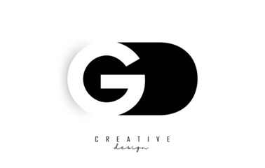Wall Mural - GD letters Logo with negative space design. Letter with geometric typography.
