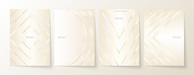 Wall Mural - vector luxury backgrounds set in light soft nude colors with geometric patterns, golden lines and co