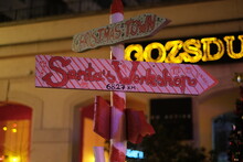 Sign Pointing To The Santa Workshop