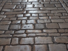The Anchient Pavement With Paving Stone In Europe