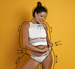 © New Africa - Beautiful slim woman after weight loss on yellow background