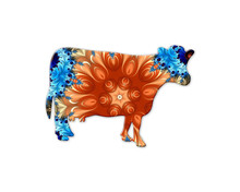 Cow Animal Symbol Mandala Psychedelic Icon Chromatic Logo Illustration