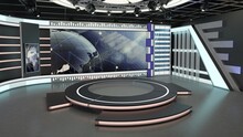 Virtual TV Studio Set. Green Screen Background. 3d Rendering