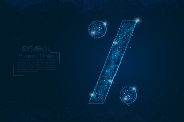 Wall Mural - abstract isolated blue image of a percent sign. polygonal illustration looks like stars in the blask