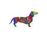 Fototapeta Londyn - Dog Dachshund Pet symbol Mandala icon chromatic logo illustration